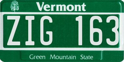 VT license plate ZIG163