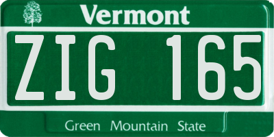VT license plate ZIG165