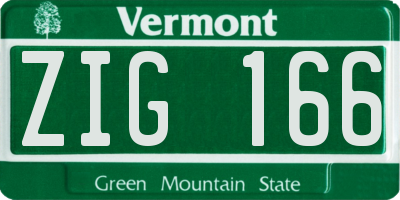 VT license plate ZIG166