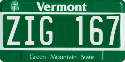 VT license plate ZIG167