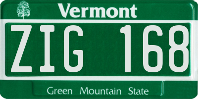 VT license plate ZIG168