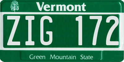 VT license plate ZIG172