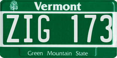 VT license plate ZIG173