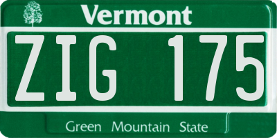 VT license plate ZIG175