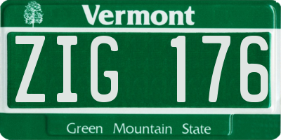 VT license plate ZIG176