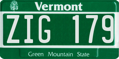 VT license plate ZIG179