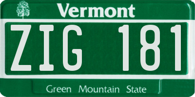 VT license plate ZIG181
