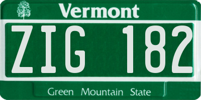 VT license plate ZIG182