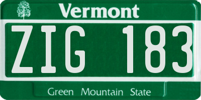VT license plate ZIG183