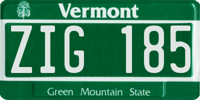 VT license plate ZIG185