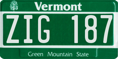VT license plate ZIG187