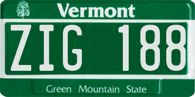 VT license plate ZIG188