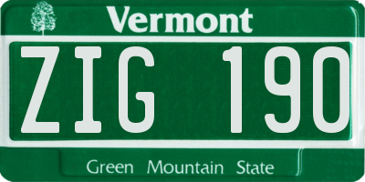 VT license plate ZIG190