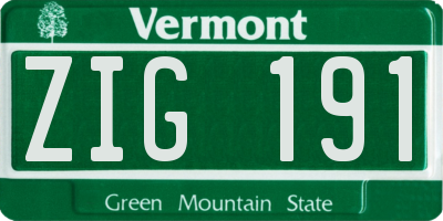 VT license plate ZIG191