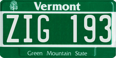VT license plate ZIG193