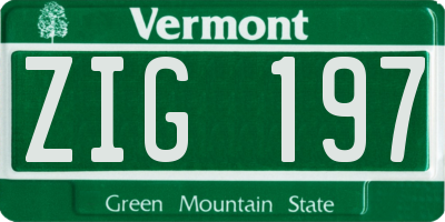 VT license plate ZIG197