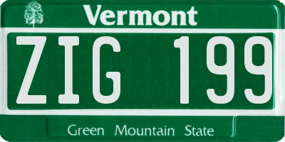 VT license plate ZIG199