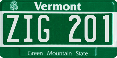 VT license plate ZIG201