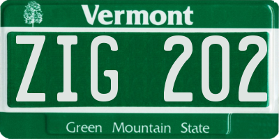 VT license plate ZIG202
