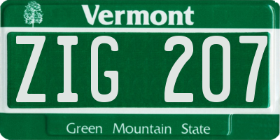 VT license plate ZIG207