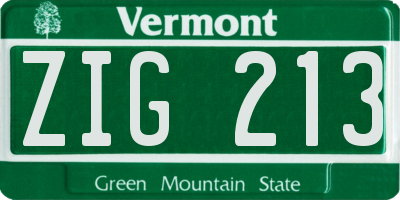 VT license plate ZIG213