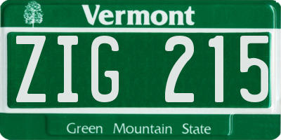 VT license plate ZIG215