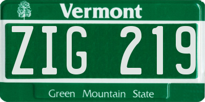 VT license plate ZIG219