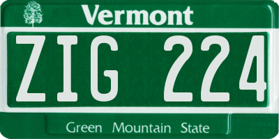 VT license plate ZIG224