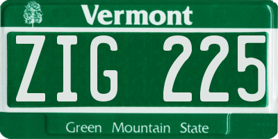 VT license plate ZIG225
