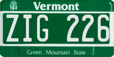 VT license plate ZIG226