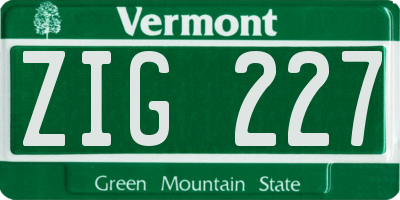 VT license plate ZIG227