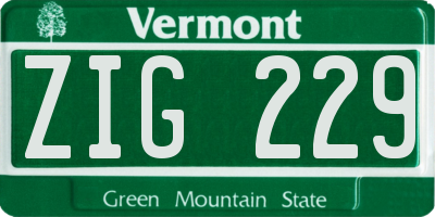 VT license plate ZIG229