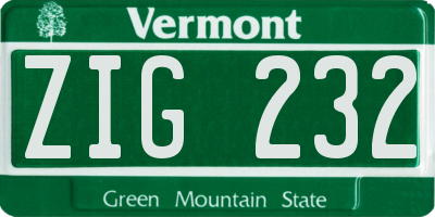 VT license plate ZIG232