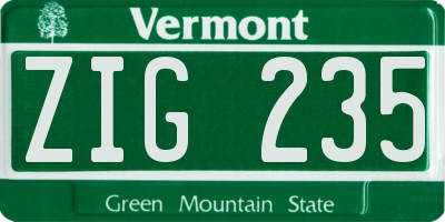 VT license plate ZIG235