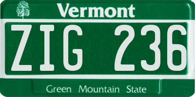 VT license plate ZIG236