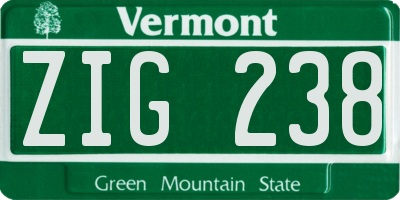 VT license plate ZIG238