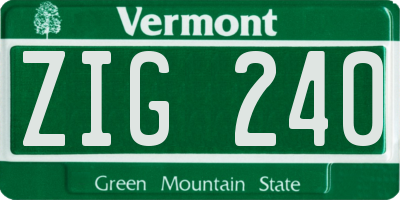 VT license plate ZIG240