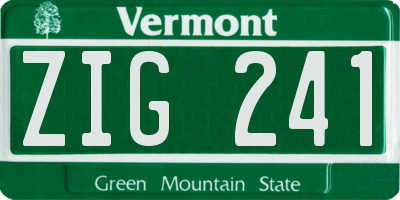 VT license plate ZIG241