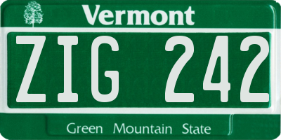 VT license plate ZIG242