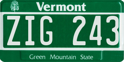 VT license plate ZIG243