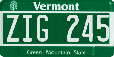 VT license plate ZIG245