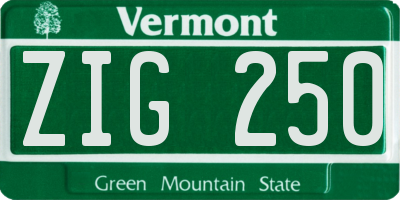 VT license plate ZIG250