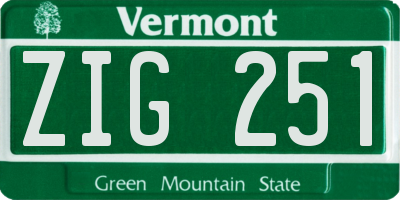 VT license plate ZIG251