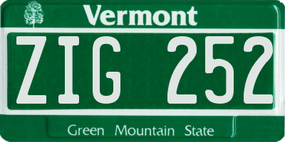 VT license plate ZIG252