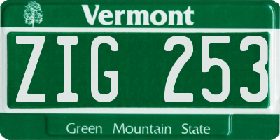 VT license plate ZIG253