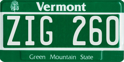 VT license plate ZIG260