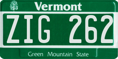 VT license plate ZIG262