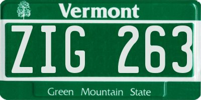 VT license plate ZIG263