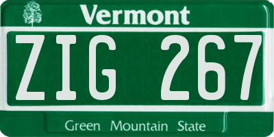VT license plate ZIG267