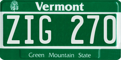 VT license plate ZIG270